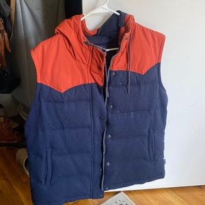 Orange and blue hooded Patagonia vest